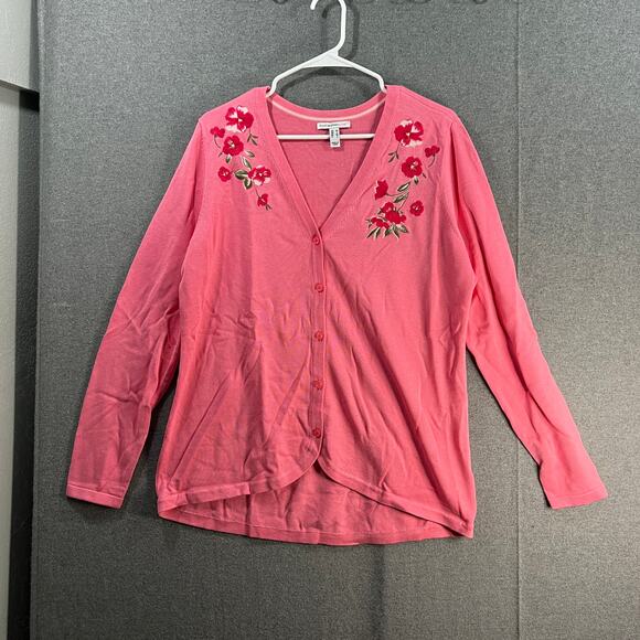 Isaac Mizrahi LIVE! Button-Front Sweater Cardigan Pink Sugar Size Medium - Picture 1 of 10